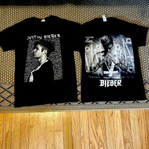 2 Justin Beiber black T shirts (both size small)